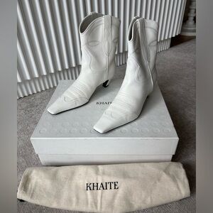 KHAITE Dallas Ankle Boot in White, Size 37.5 (7.5)